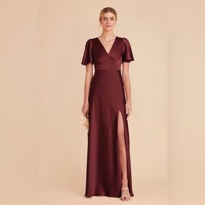 Birdy Grey Marni Maxi Dress Matte Satin Cabernet Gown Size Medium M Bridesmaid